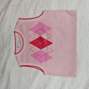 Zara Pink Argyle Sweater Vest Size S